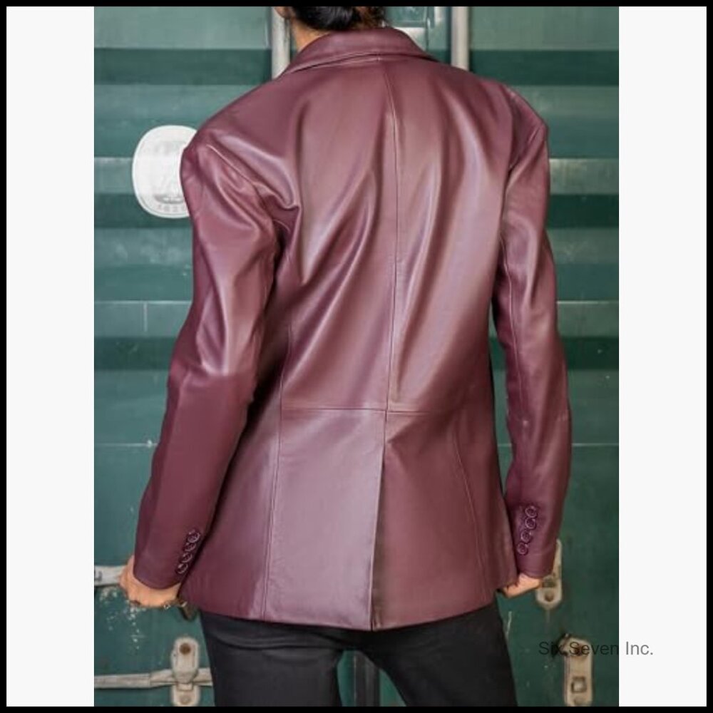 Oversized Lambskin Leather Blazer Women Business Casual Coat - Picture 5 of 7